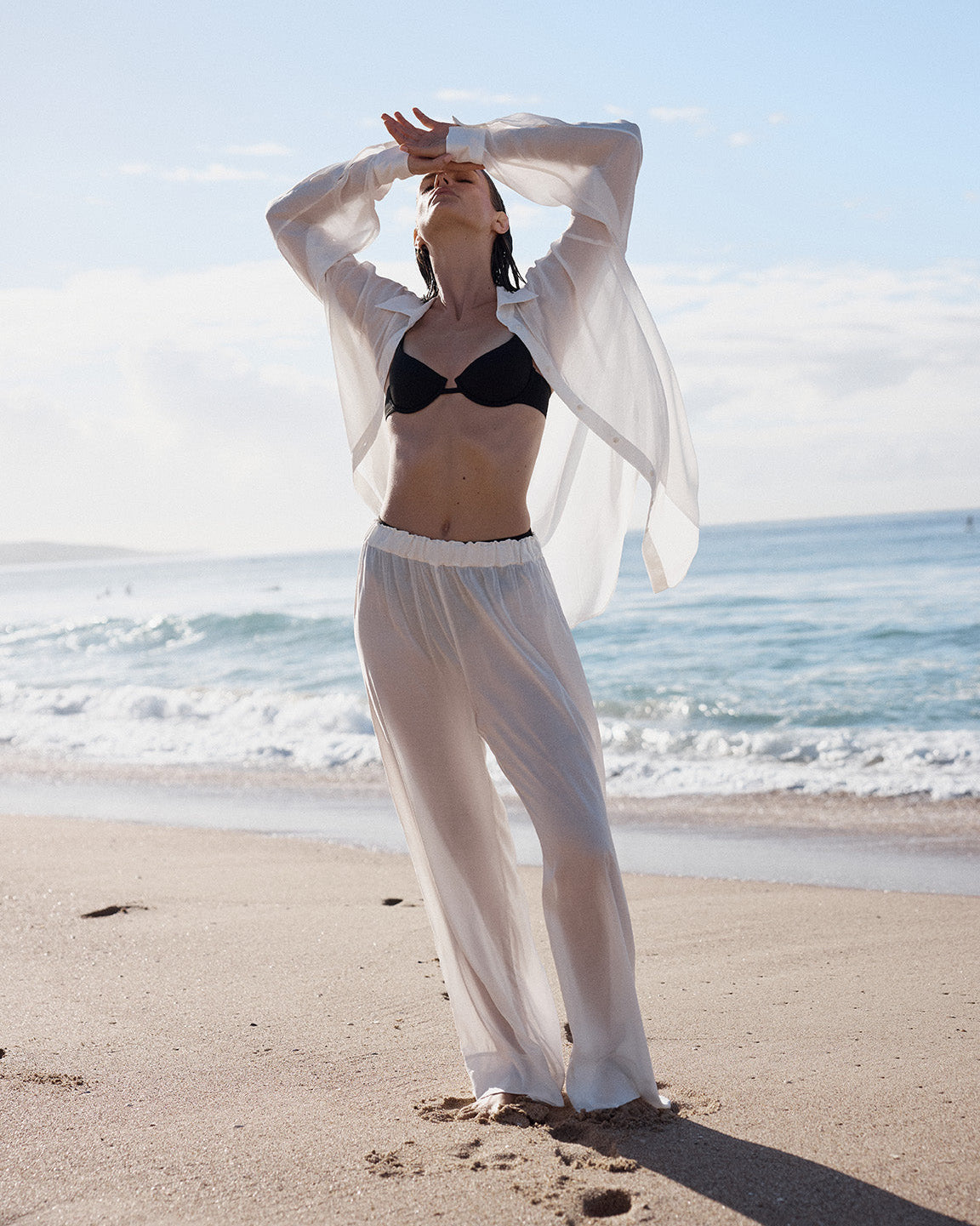 BONDI BORN® | Cremona Sheer Pant in White | Australian Designer