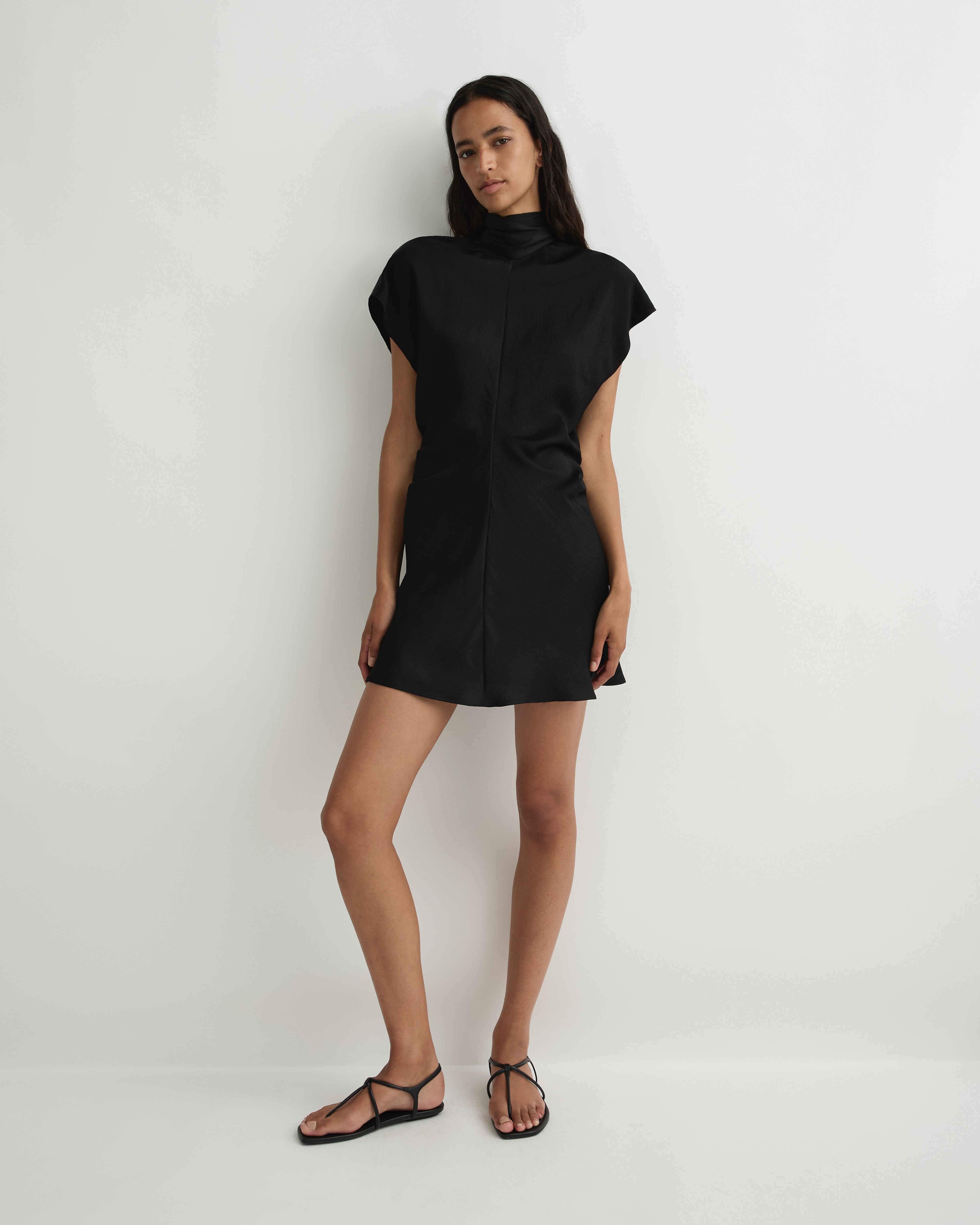 Ardea Tie Neck Mini Dress - Black