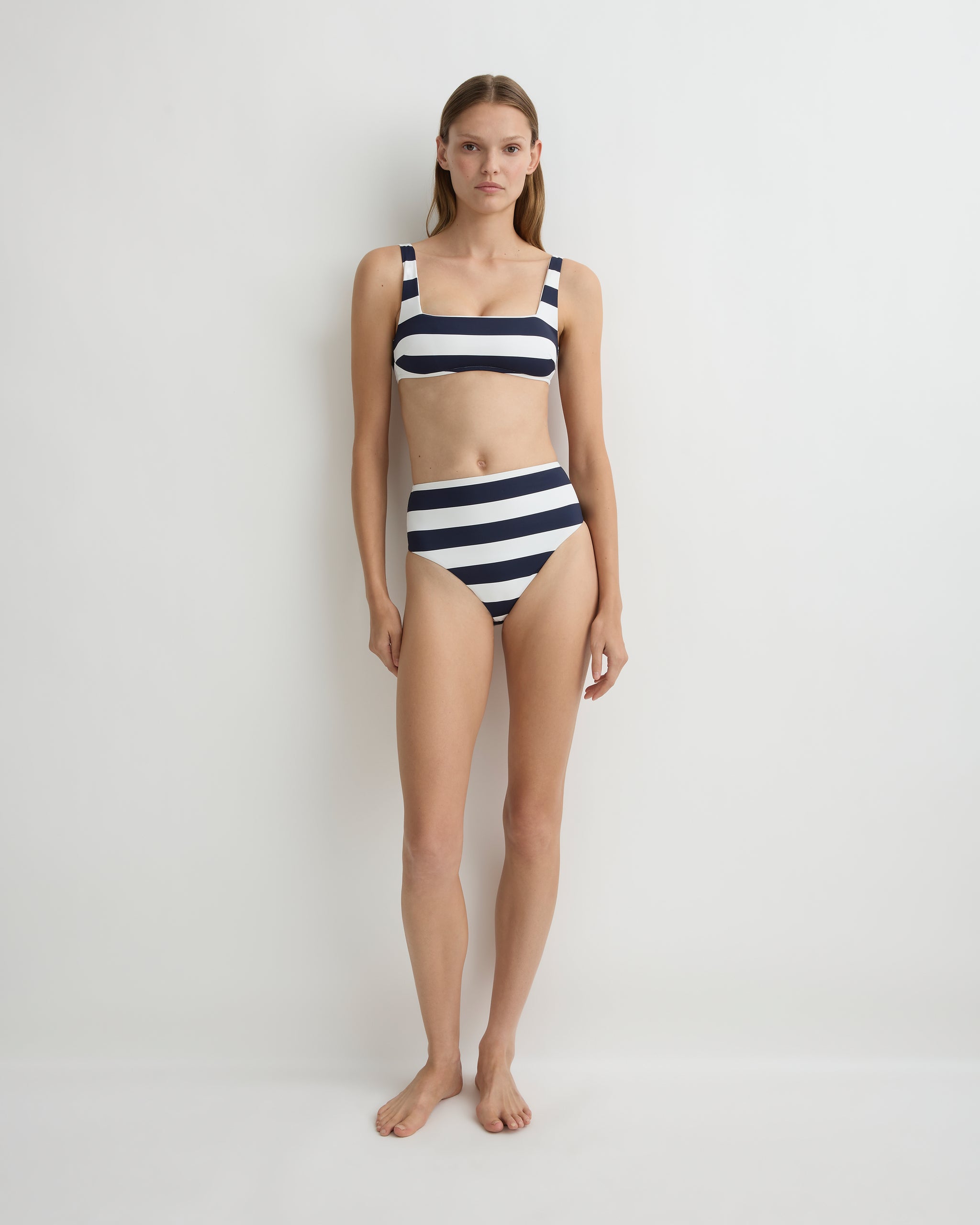 BONDI BORN® Aria Bikini Top in Navy Stripe Designer Swimwear