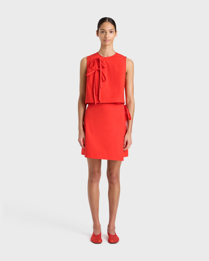 bondi born Avila Tie-Front Top - Scarlet