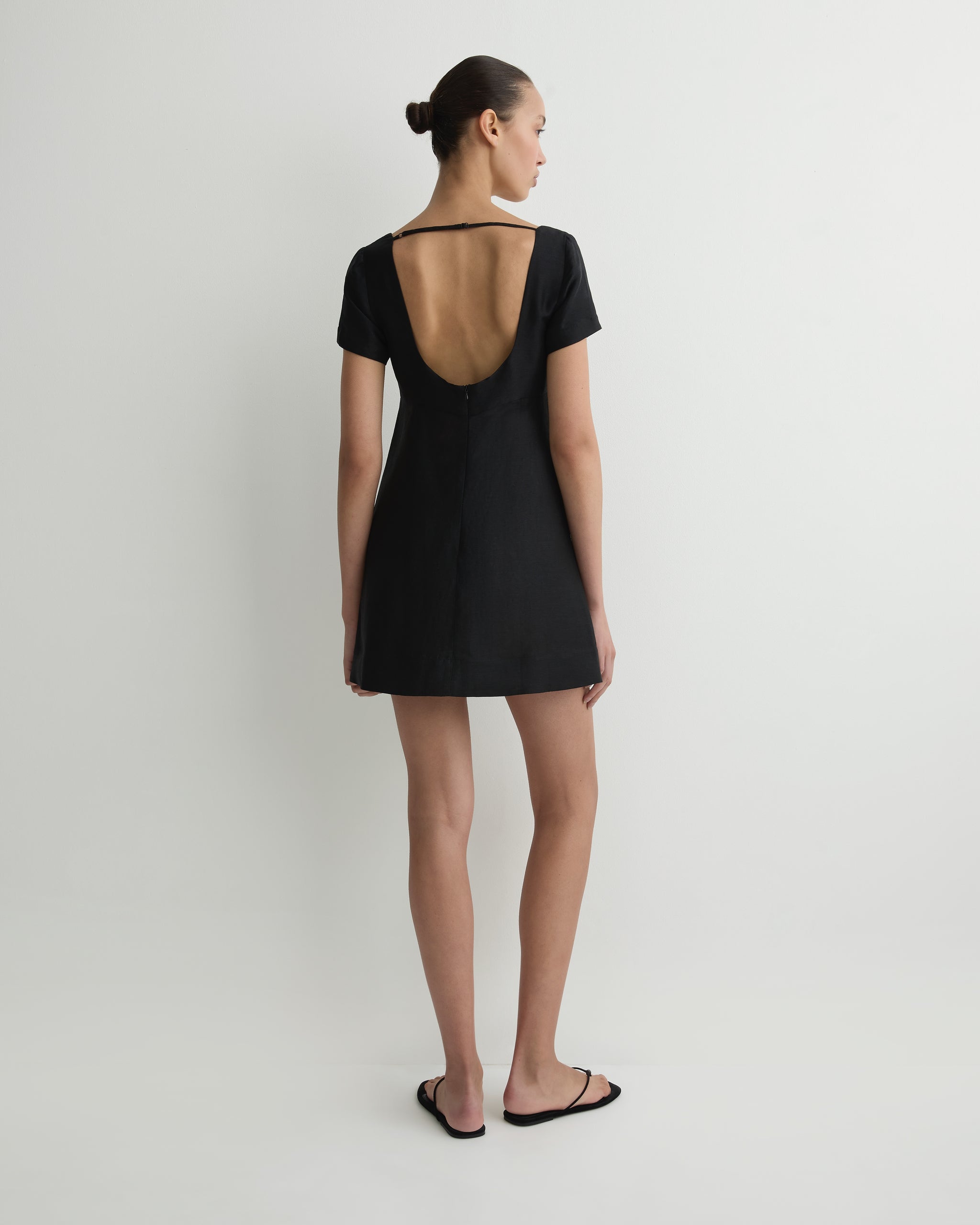 bondi born mini dress $525 Bondi Born Women's Blue Mytros Linen One-Shoulder Cutout Mini Dress Size M