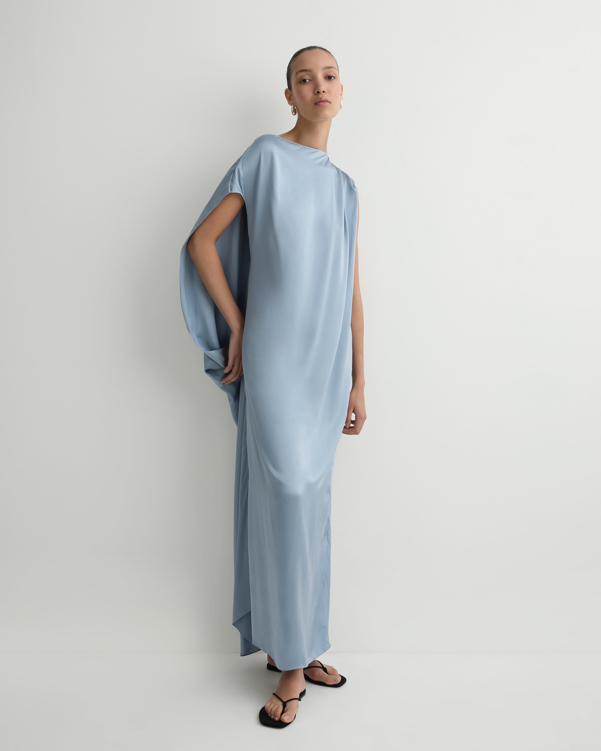 bondi born blue dress BORN® | Cannes Silk Asymmetric Collection:Pastel Party while the strapless neckline Size (US):M @madison_bissett looks gorgeous in