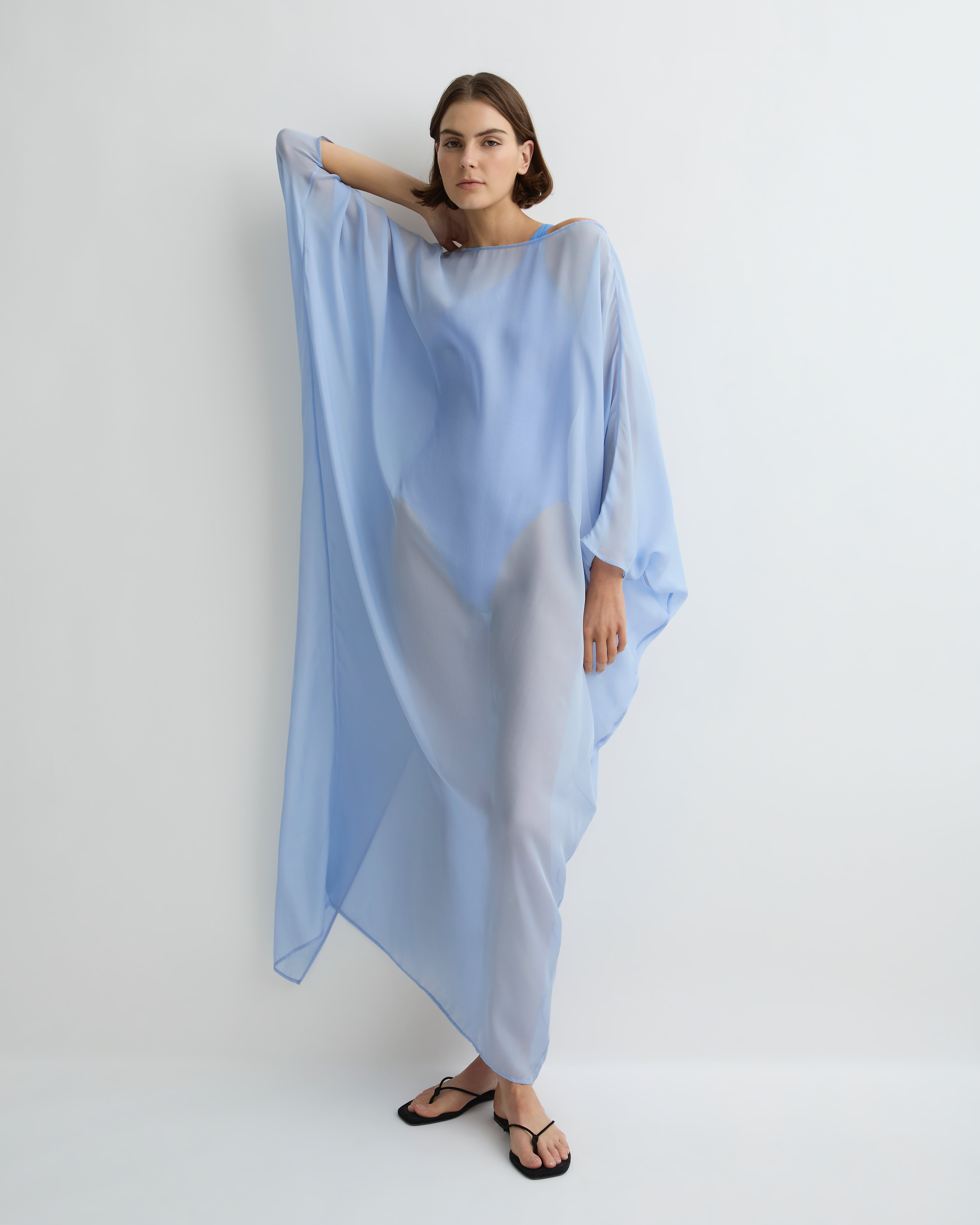 sachin and babi light blue dress Capri Silk Caftan Dress
