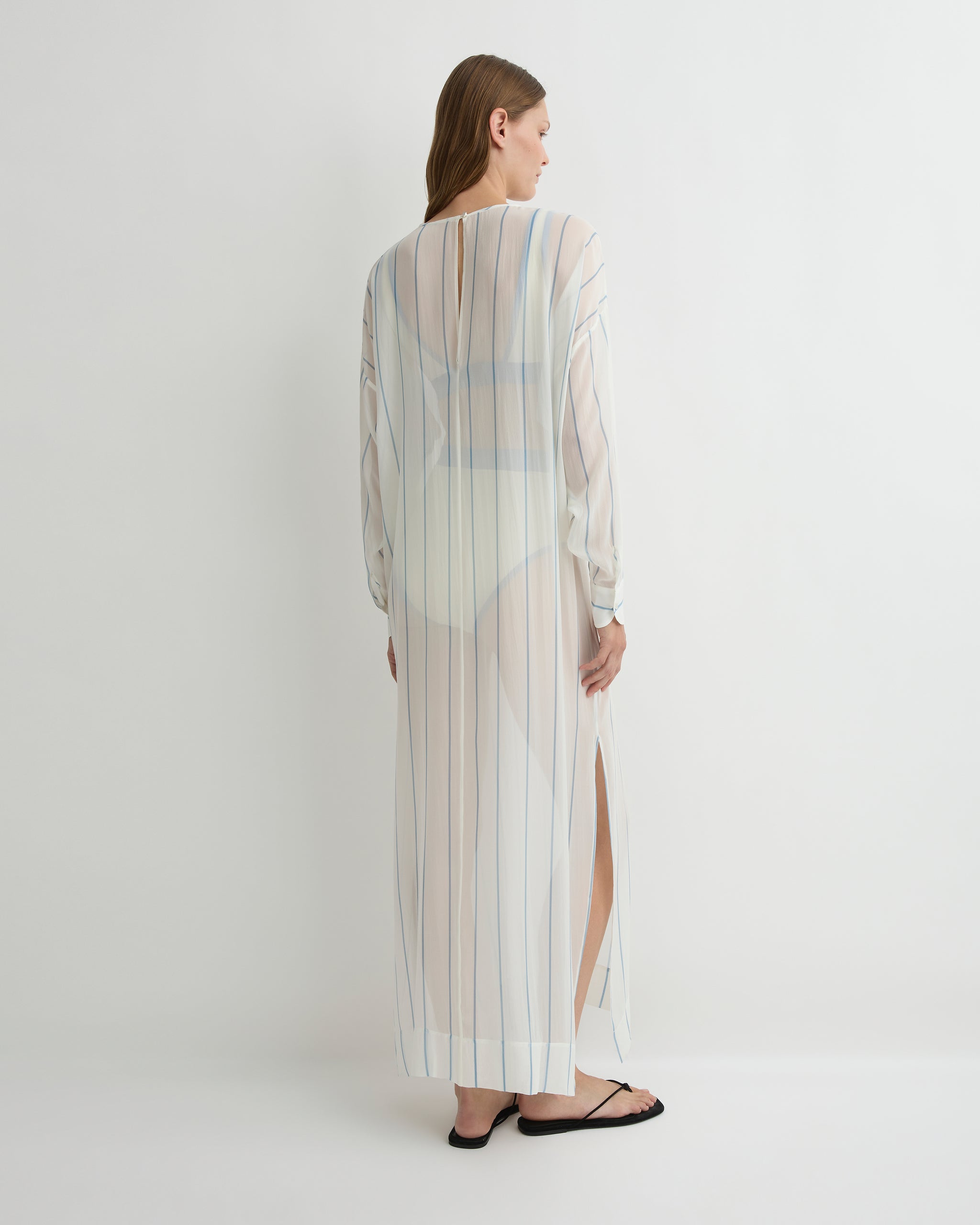 Capri Silk Tunic Dress - Smoke Stripe | Bondi Born Intl