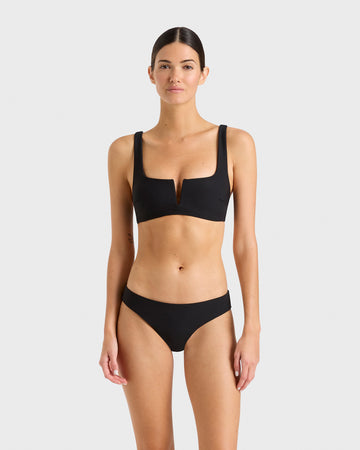 BONDI BORN Nadia Bikini Bottom Black, timeless low-rise swim bottom with clean lines