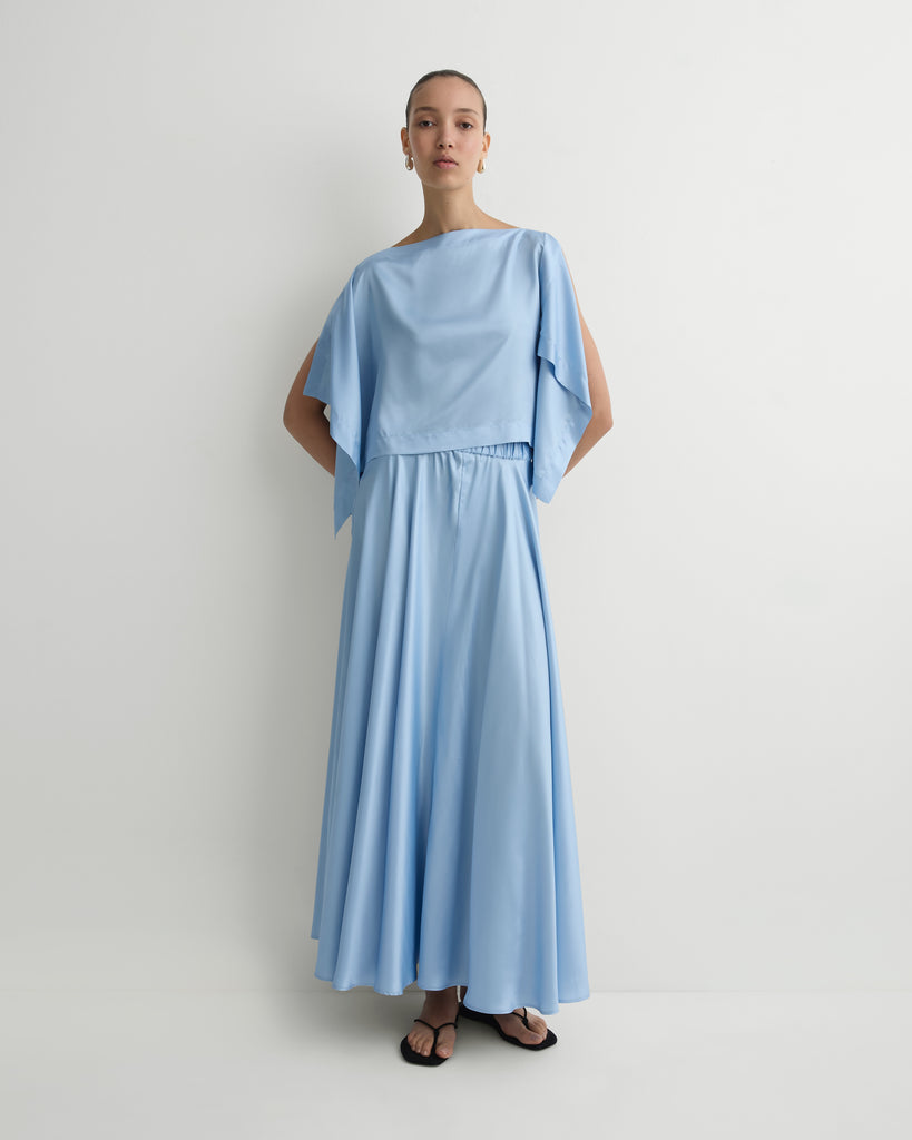 bondi born blue dress BONDI BORN | Como Waterfall Mini Dress - Sky Blue