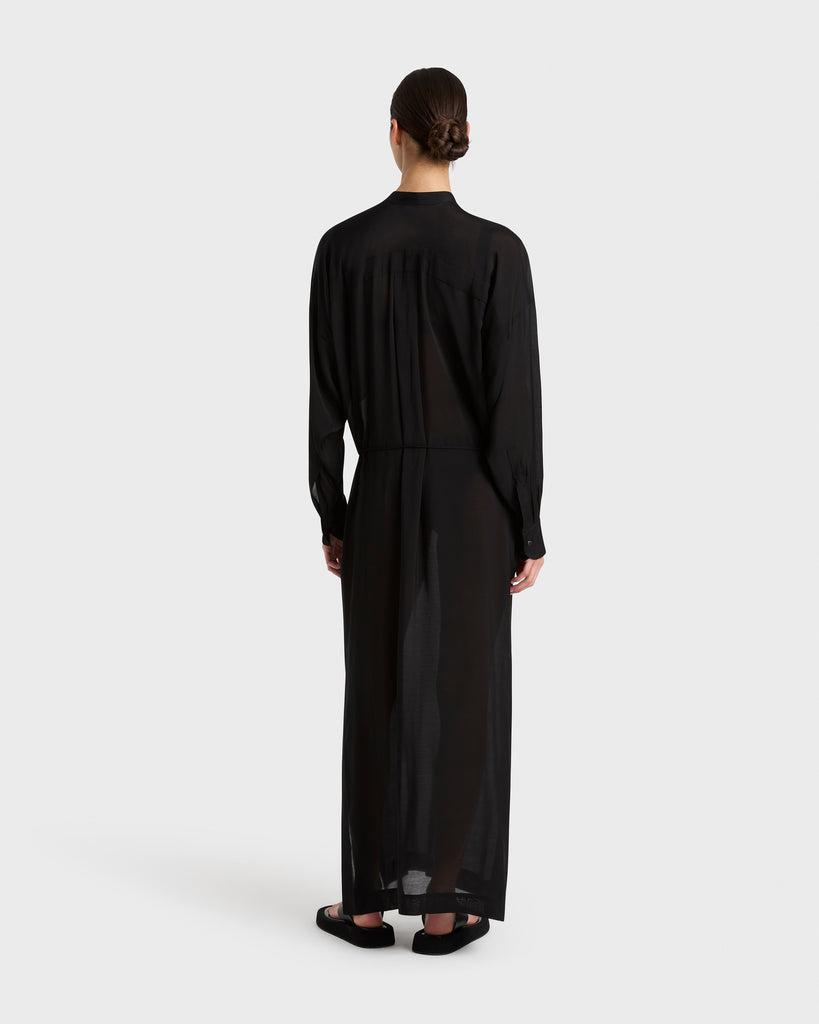 Back view of Cremona Long Tunic Dress in Black, airy and refined silhouette