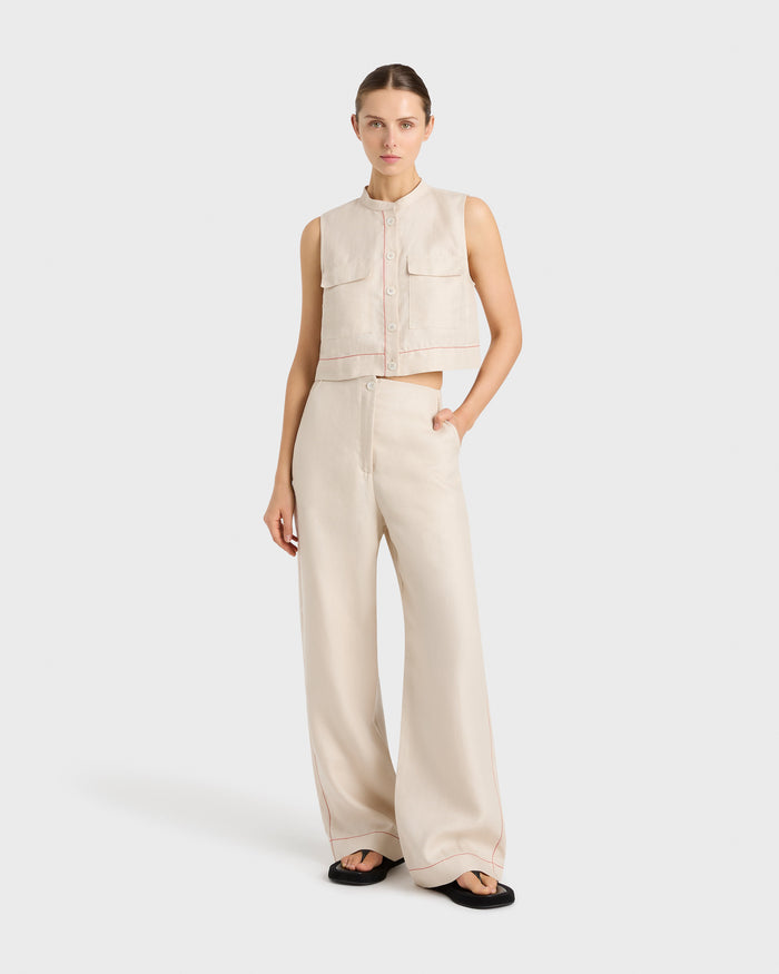 bondi born Delphi Tailored Pant - Sand
