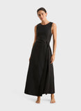 Delphi Wrap Long Dress - Black