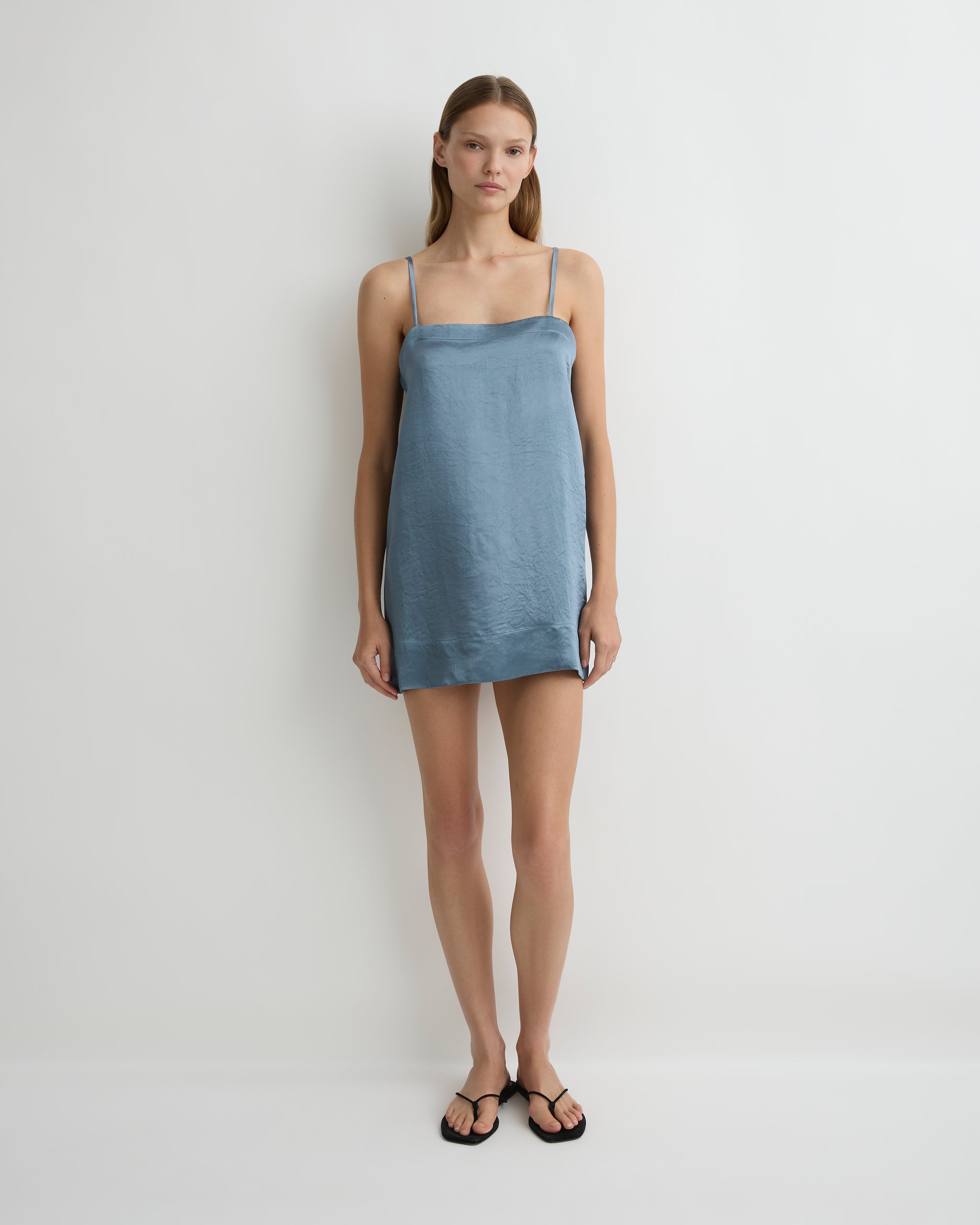 Kobe Mini Slip Dress - Steel Blue | BONDI BORN INTL
