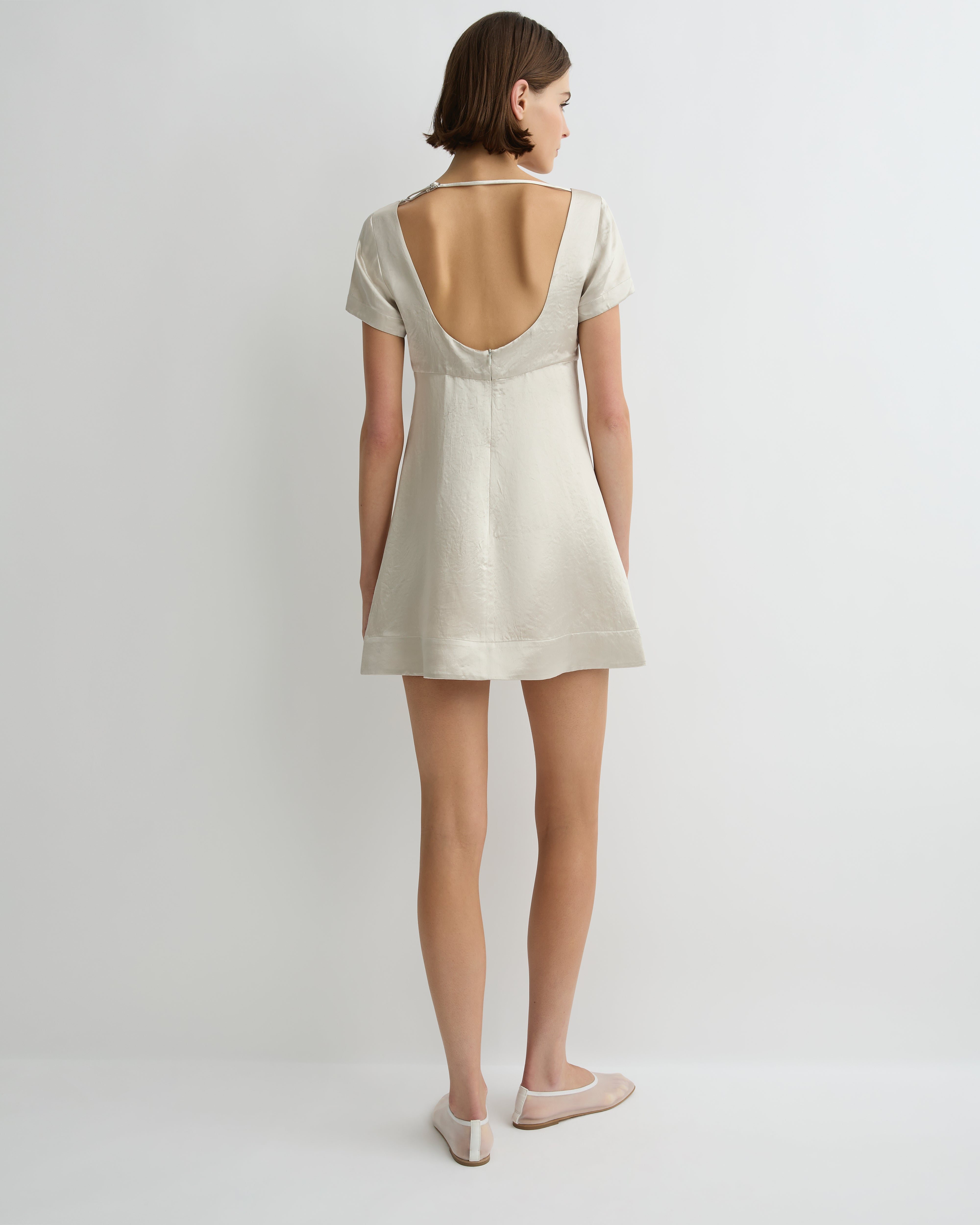 Kobe Short Sleeve Mini Dress - Silver
