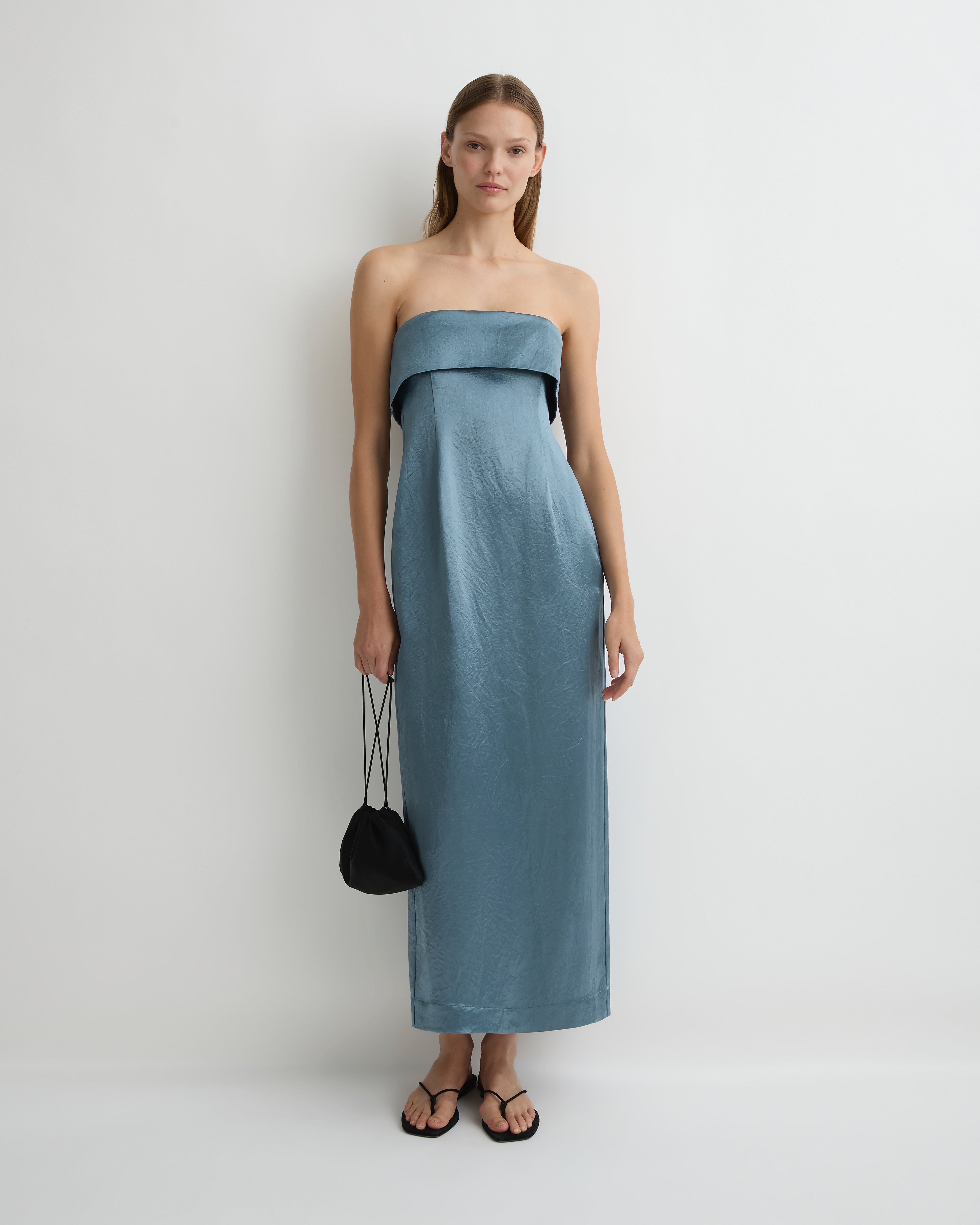 Kobe Strapless Maxi Dress - Steel Blue
