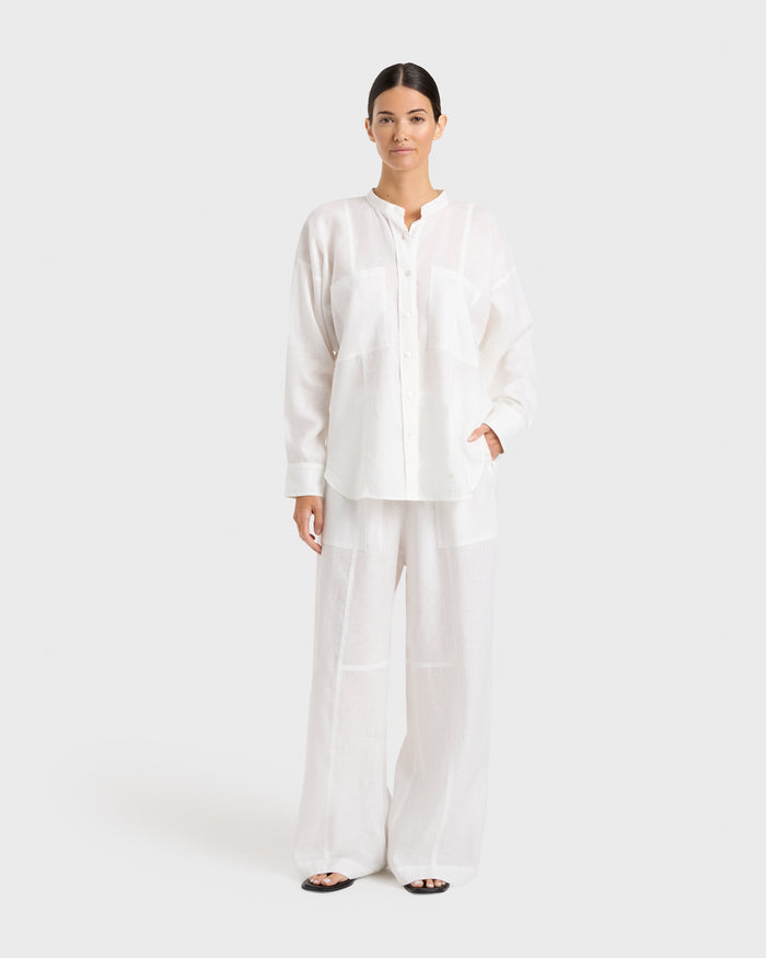 bondi born Leiden Long Sleeve Shirt - White
