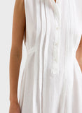 Leiden Organic Linen Pleat Front Maxi Dress - White