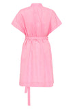 Leiden Organic Linen Pleat Front Mini Dress - Pink