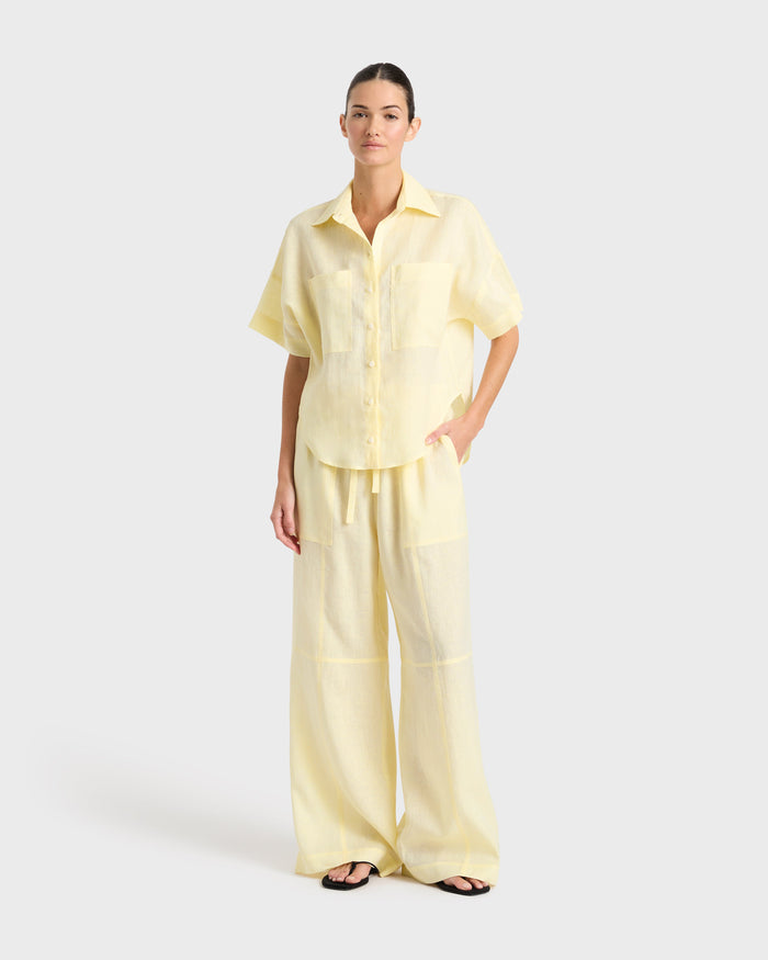 bondi born Leiden Short Sleeve Shirt - Lemon