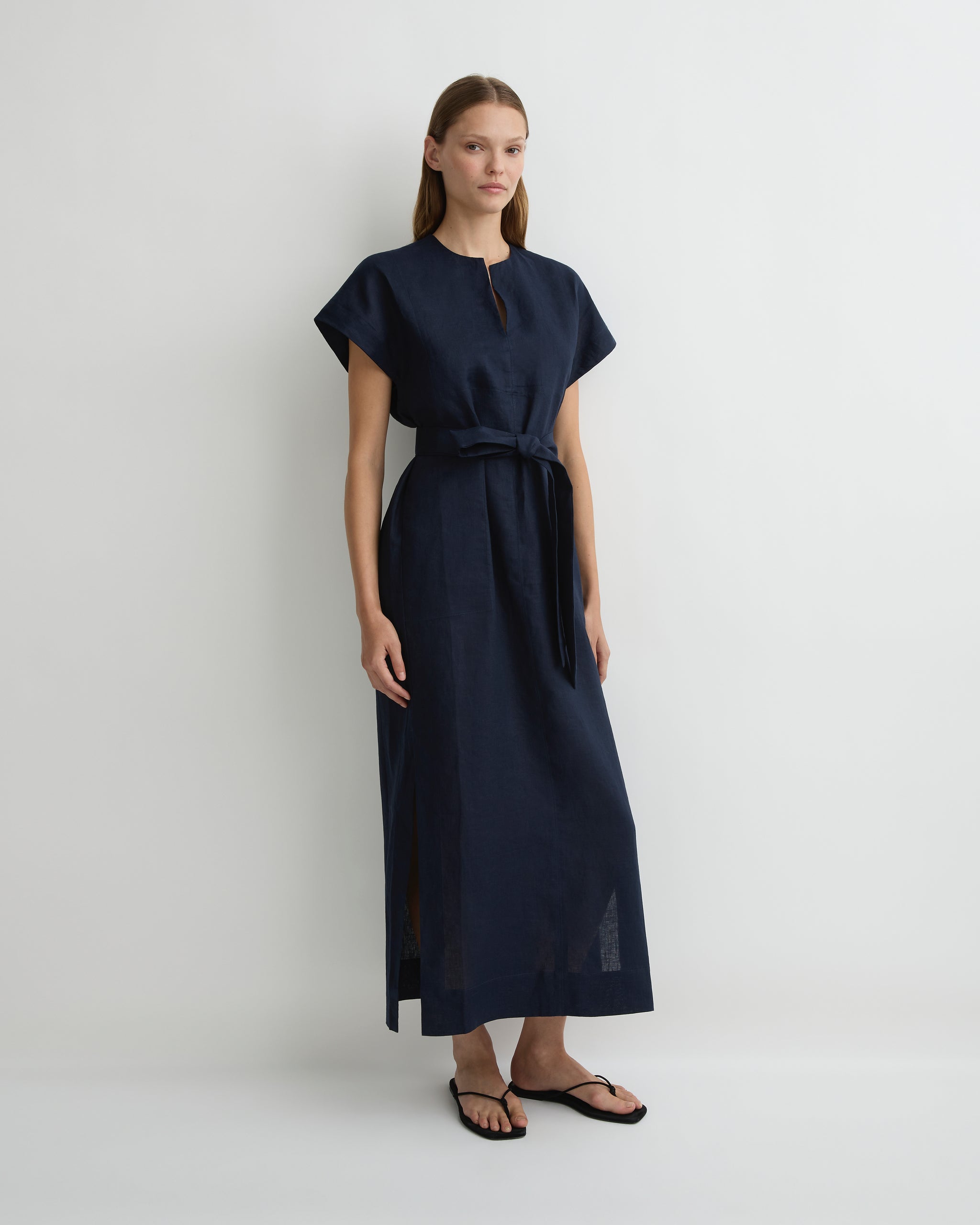 bondi born linen dress BONDI BORN Rhodes Long Sleeveless Side-Tie Linen Dress