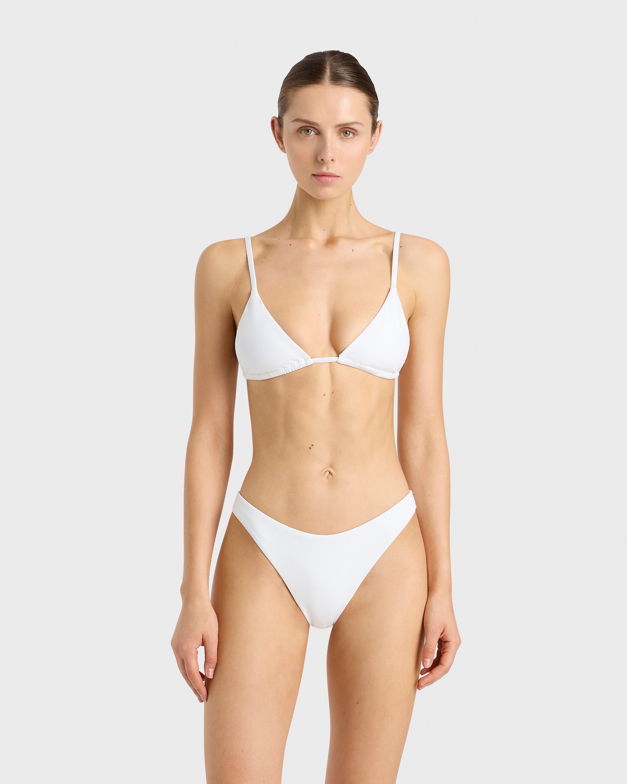 BONDI BORN® Leya Bikini Bottom in White Designer Swimwear