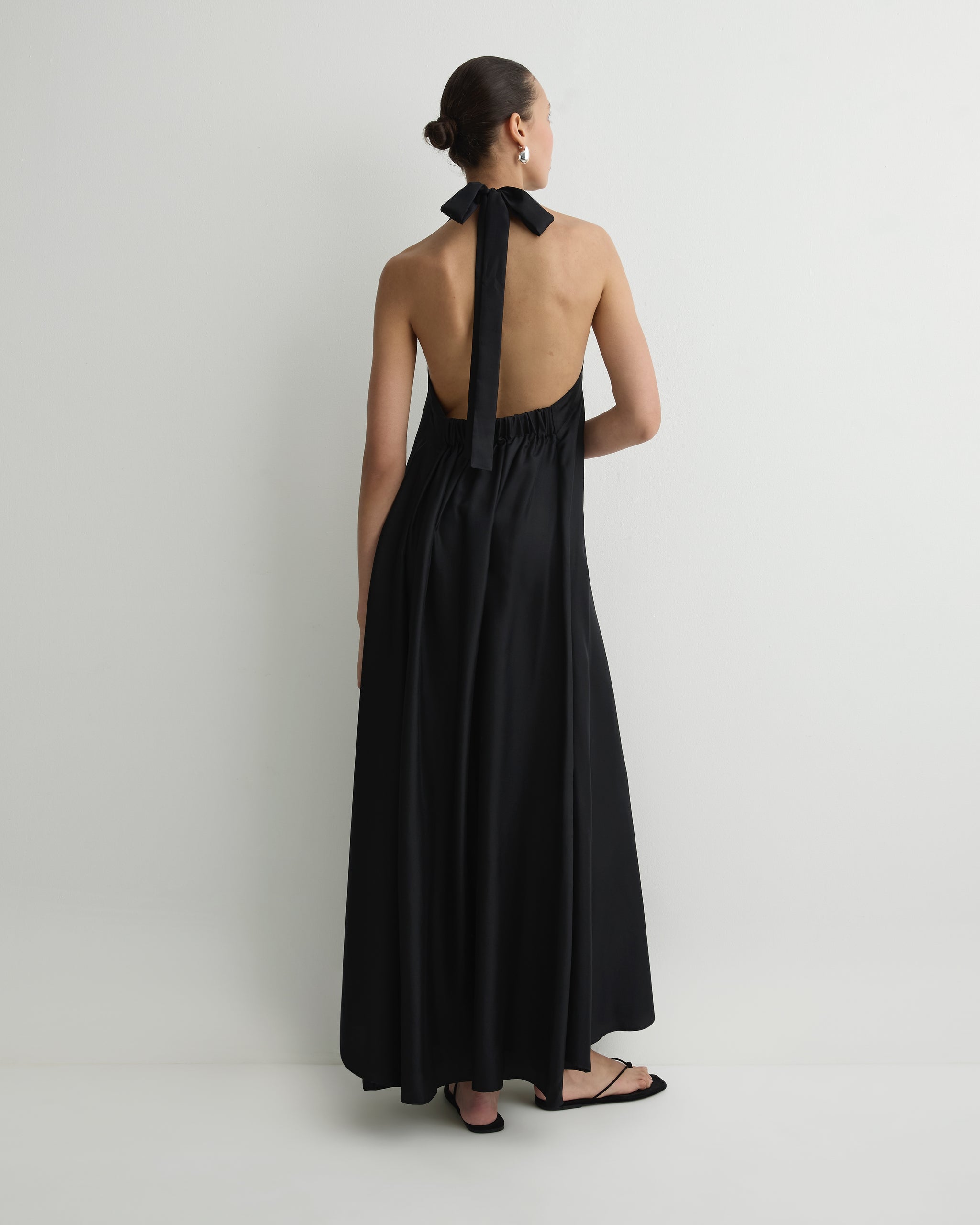 BONDI BORN | Marfa Silk Halter Maxi Dress - Black