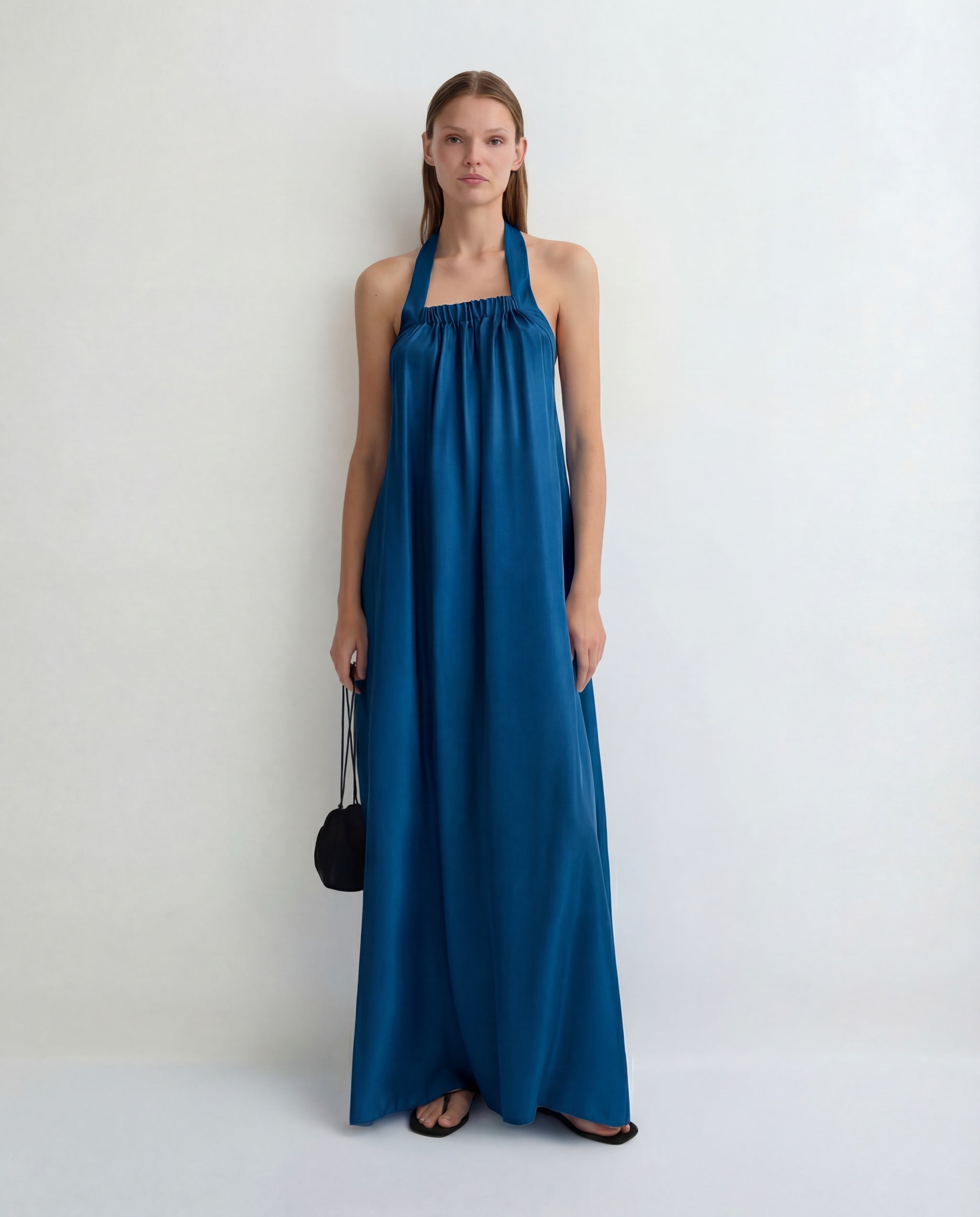 BONDI BORN | Marfa Silk Halter Maxi Dress in Tropico  BONDI BORN INTL