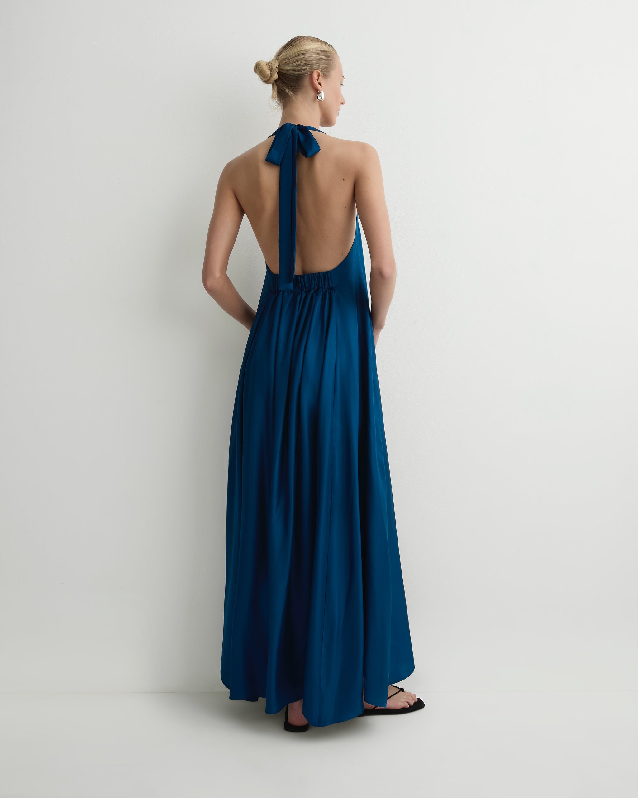 Marfa Silk Halter Maxi Dress - Tropico
