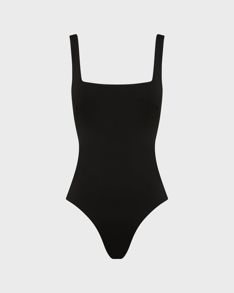 BONDI BORN Margot One Piece, minimalist bandeau shape designed for confident summer dressing in sculpting swimwear fabric.