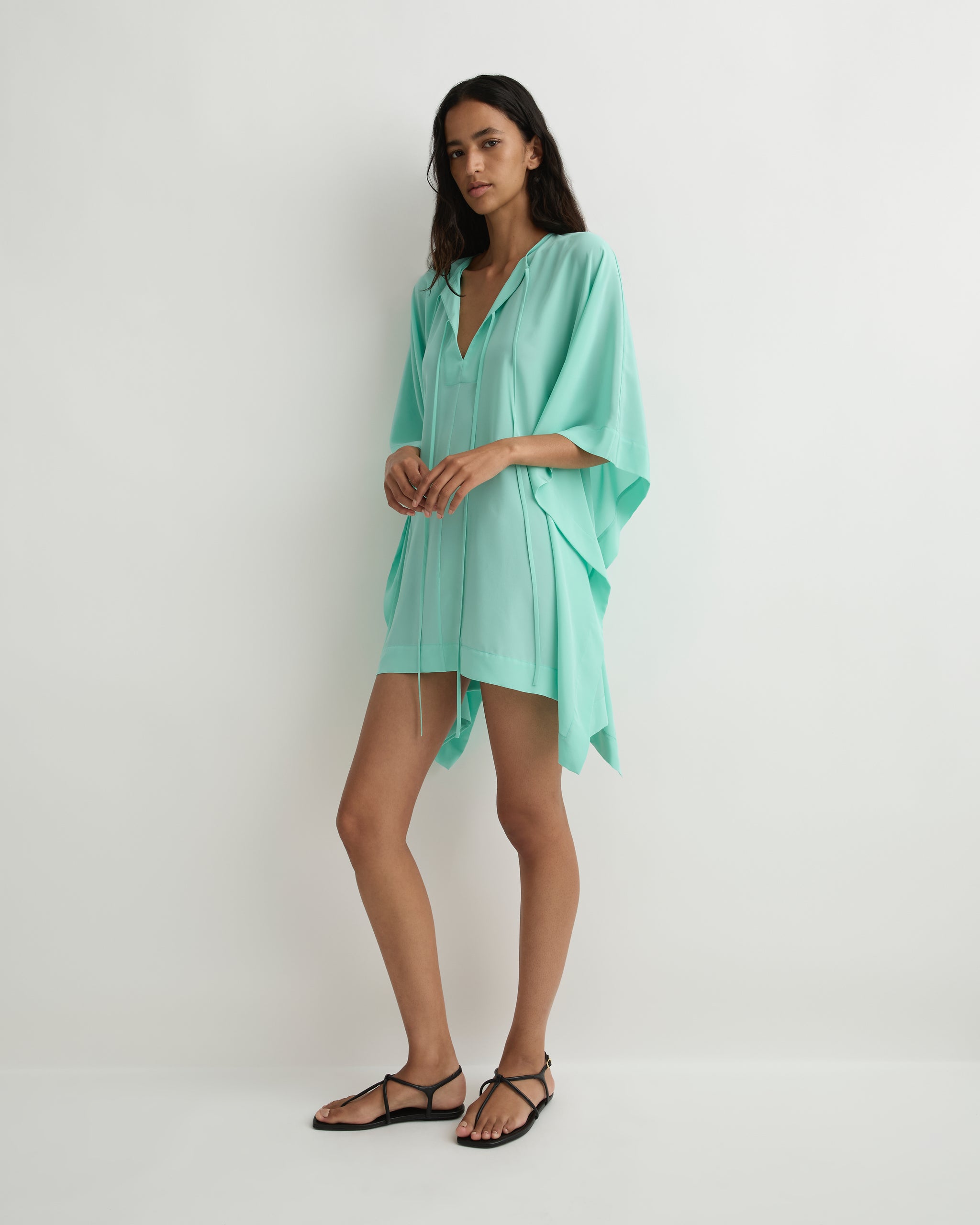 BONDI BORN® | Orta Silk Caftan Mini Dress - Opal