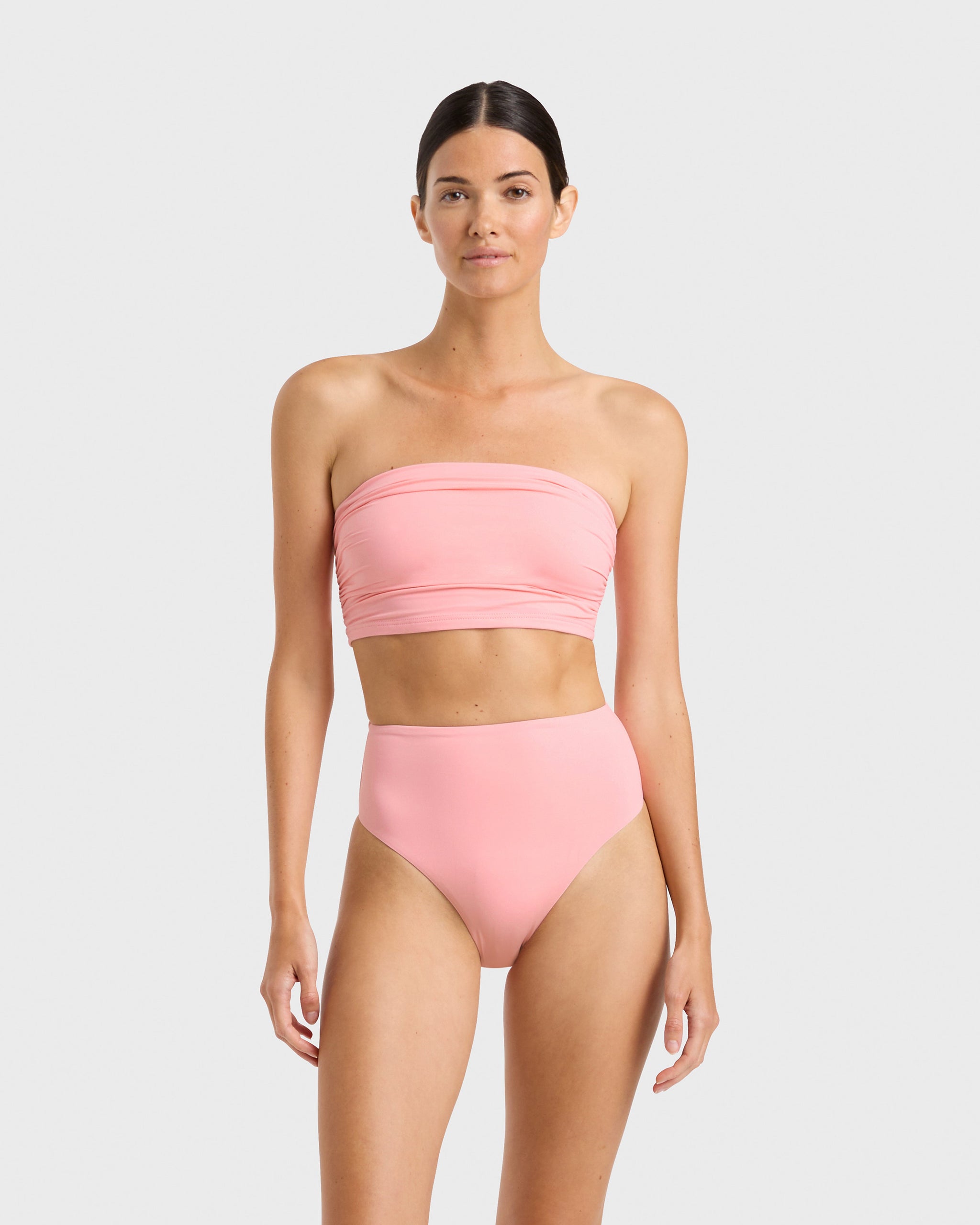 【SNAPPY CUDDLE】 Bon Bon Ribon Swimsuit Pink ribbed one-piece swimsuit | SNAP SUNRIB | Banana Moon®