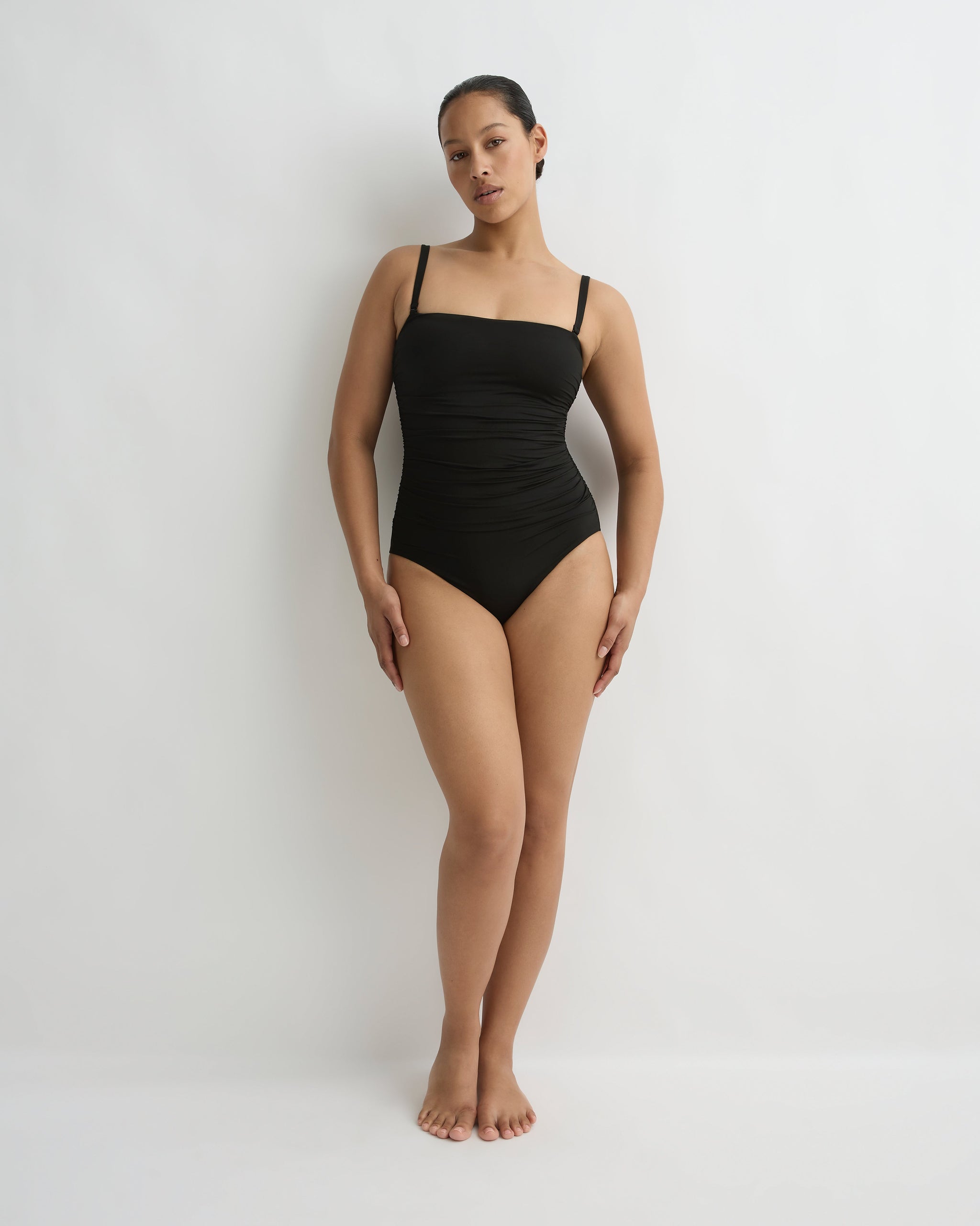 Raya Bandeau One Piece in Black | Luxe Swimwear | BONDI BORN