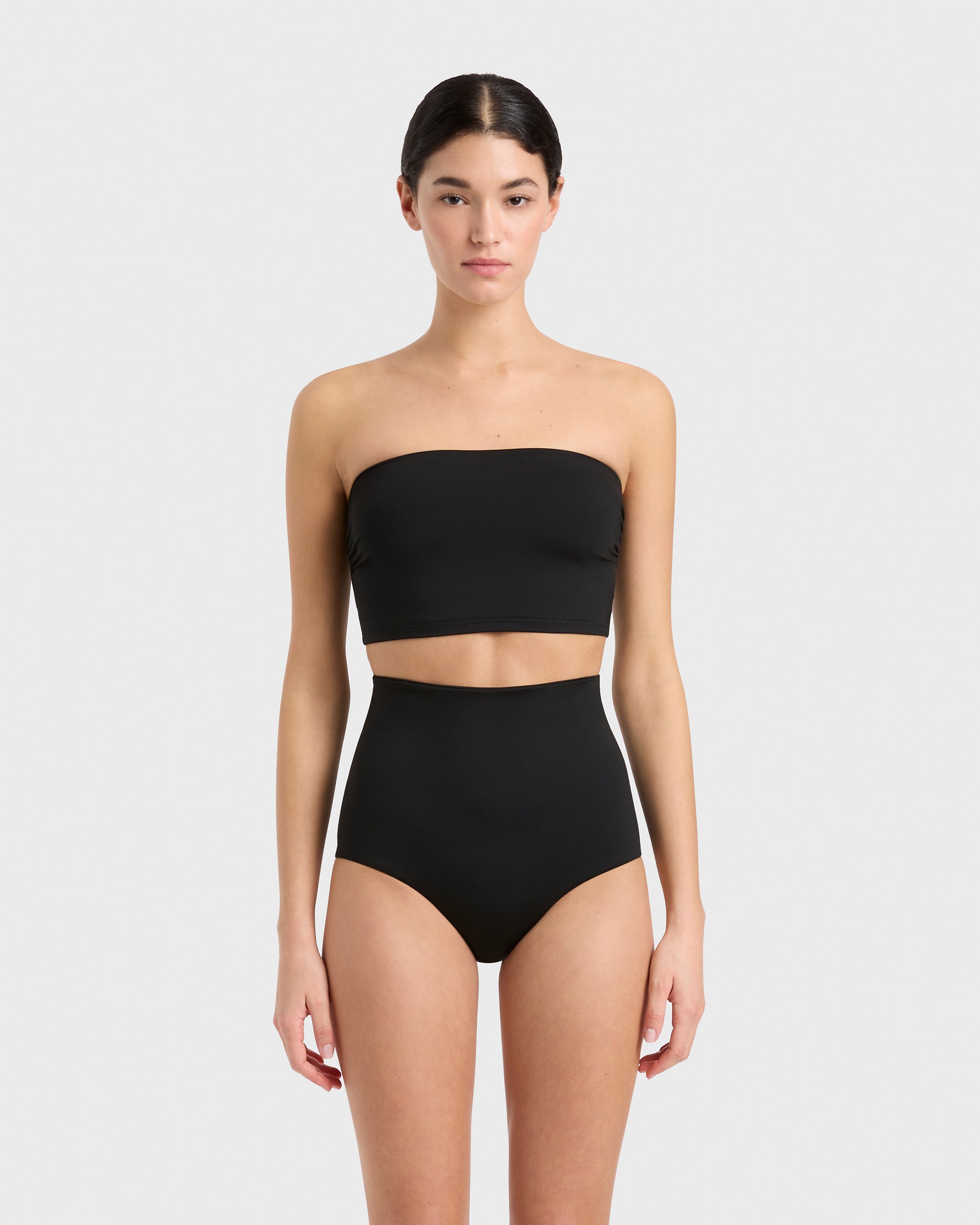 BONDI BORN® | Cori Designer One Shoulder Bikini Top in Black 