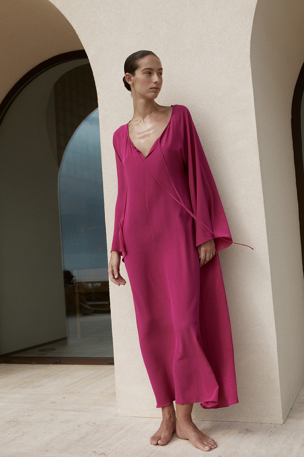slim fit dress slacks Marfa Silk Halter Maxi Dress Dusk | BONDI BORN®