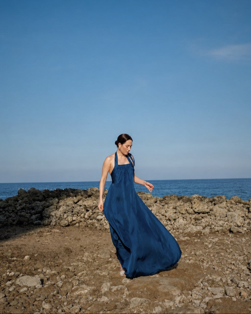 Marfa Silk Halter Maxi Dress